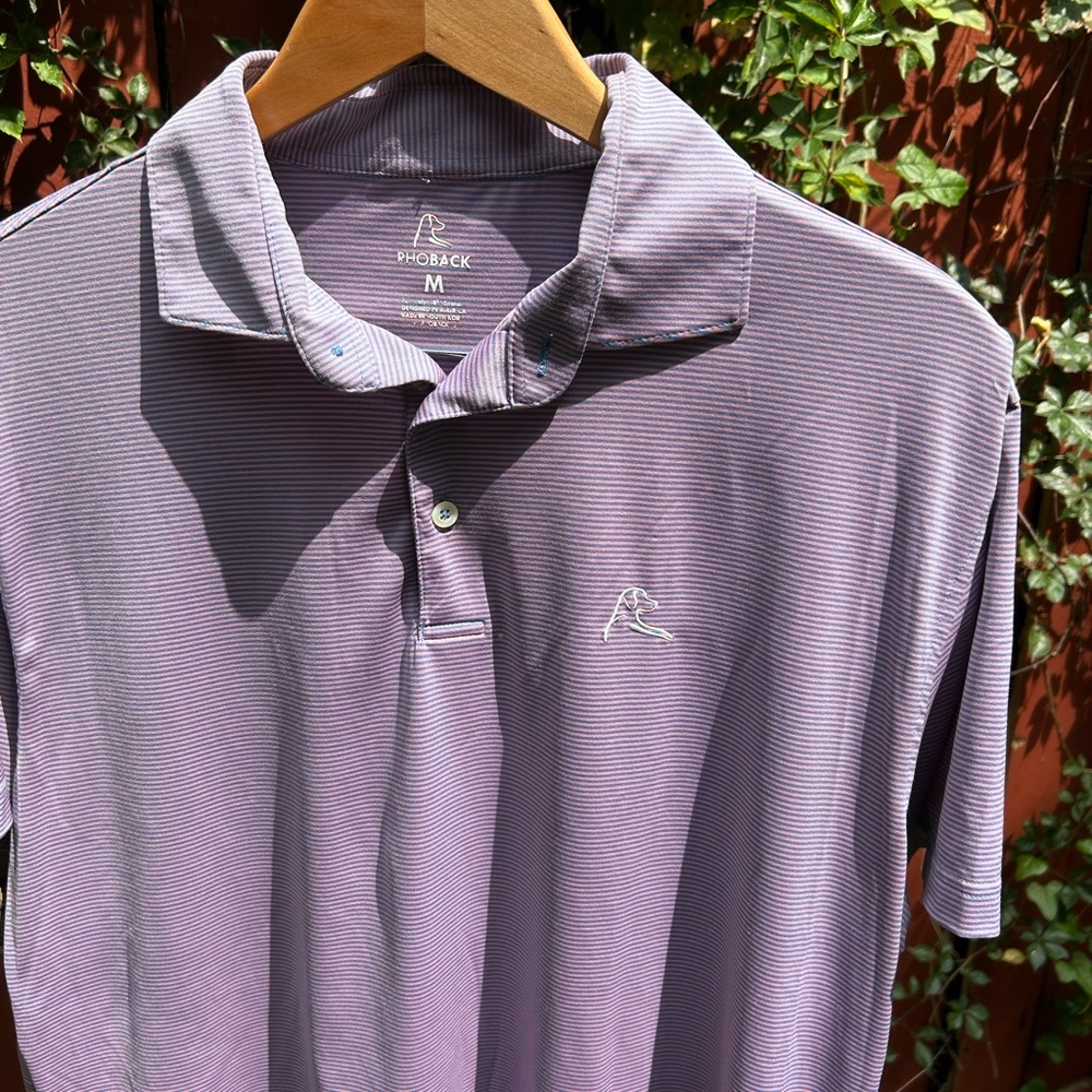 Rhoback Men’s Striped Golf Polo Blue / Purple Medium Athletic